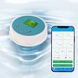 6 in 1 Water Quality Tester Floating Bluetooth Chlorine Tester with Data Logging, Measures Chlorine, pH, EC, ORP, Salinity, and TEMP, Smart Chlorine Monitor APP Connection for Pools, Hydroponics
