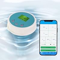 6-in-1 Wassertester mit Bluetooth & Datenspeicherung Schwimmbad-Wasserqualitätsmesser für Chlor, pH, EC (Leitfähigkeit), ORP, Salzgehalt & Temperatur, inkl. Smart-App für Pool, Hydroponik & Aquarien
