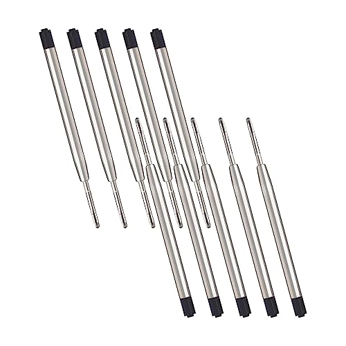 10 x Replaceable Metal Ballpoint Pen Refills, Black Ink Pen Refills for Parker Ballpoint Pens, Medium Point Pen Refills for School and Office Supplies