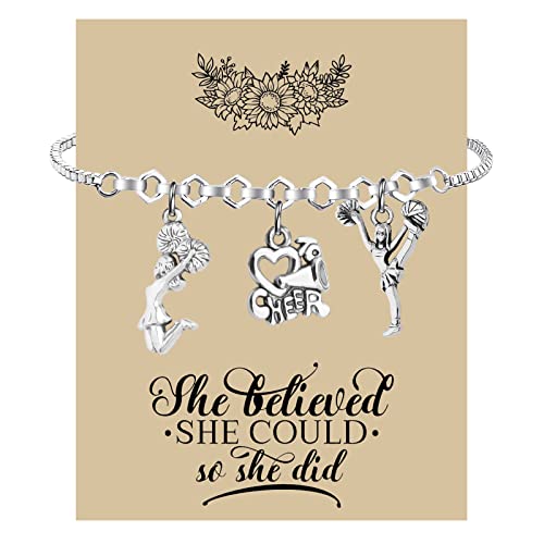 Lywjyb Birdgot Cheer Charm Bracelet Cheerleader Jewelry Cheer Gift Cheerleading Coach Gift (cheer br card)