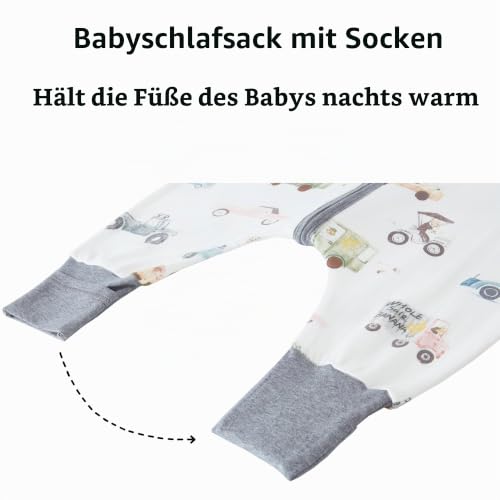 Chilsuessy Baby Sommerschlafsack mit Füßen 0.5 Tog Kleine Kinder Schlafsack mit Beinen Unwattiert 100% Baumwolle Schlafstrampler für Jungen… – Ansicht 6