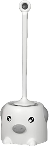 Miniatura 6 de Cepillo de inodoro, bonito juego de cepillo y soporte para inodoro con base en forma de cerdo para baño (rosa)