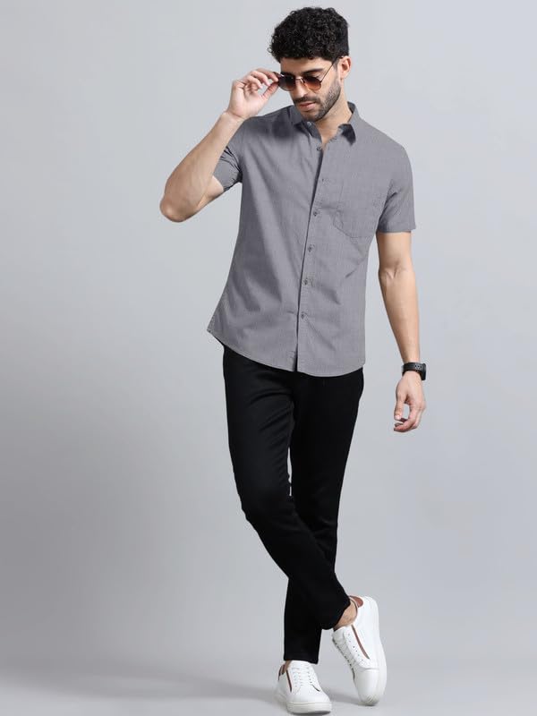 Image of BRUCEWANE Men's 100% Cotton Half Sleeve Shirt