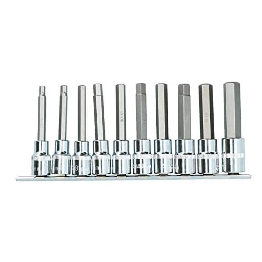 1/2 tum hylsa metrisk mm hexinsexnyckel bit uttag 6 mm – 17 mm 10 st 100 mm lång