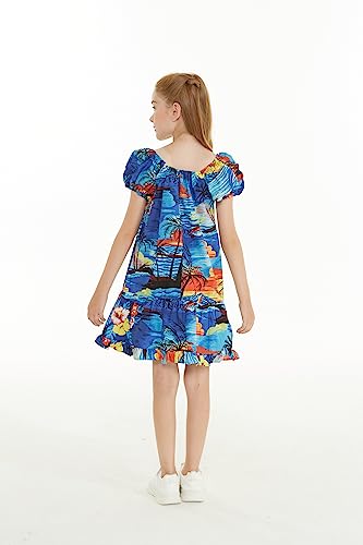 Image of Hawaii Hangover Family Matching Hawaiian Clothes, Sunset Blue | Family matching Hawaiian outfits, Sunset Blue, 100% cotton, machine washable, tropical floral print, luaus, cruises