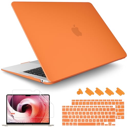 May Chen MacBook Air 13インチケース 2021 2020 2019 2018年発売 プラスチックハードシェルケース キーボードケース付き MacBook Air 13インチRetinaディスプレイ付き Touch ID対応 マットオレ