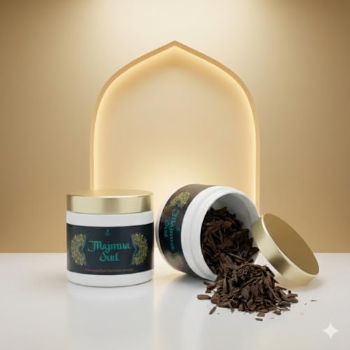 Image of Majmua Oud Bakhoor - Premium Arabic Agarwood Wood Chips, 40g Jar | Long-Lasting Oudh Fragrance for Home, Meditation & Majlis | 30+ Sessions | Natural Chemical-Free