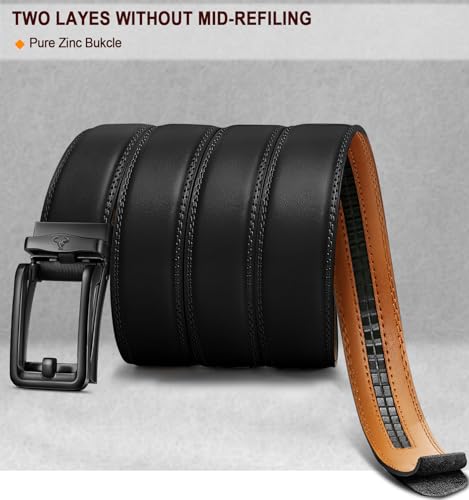Men Belt,Ratchet Click Sliding Belt for Gift Men 1 3/8,Cut for Fit4