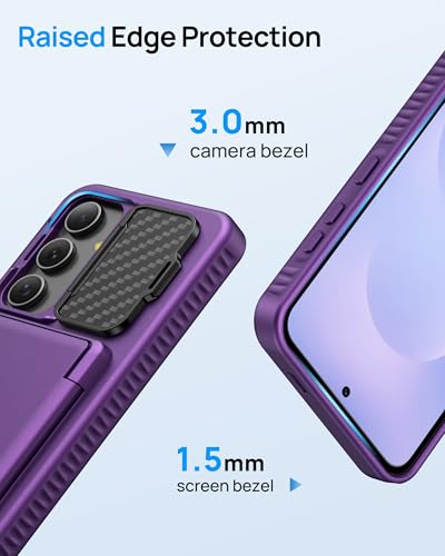Image of for Samsung Galaxy S25 FE Case, Built-in Card Holder & Stand & Lens Cover, Military Grade Drop Tested Soft Silicone Edge Rugged Protective Wallet Phone Case for S25 FE 6.7 inch 2025, Purple