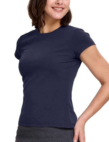 FAIABLE Short Sleeve Shirts for Women Fitted Basic Summer Tops Crew Neck T Shirts3