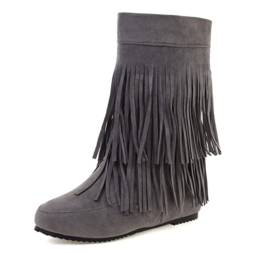 Bottes compensées pour femme avec franges et bout rond Gicoiz