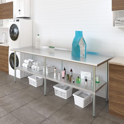 Image of AmGood Stainless Steel Work Table | Metal Utility Table (96 inch Long x 30 inch Deep)