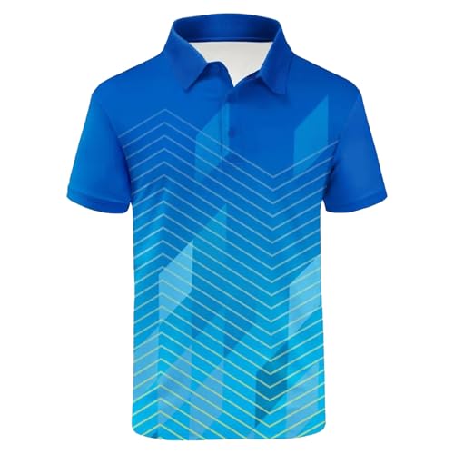 Image of Generisch 2026 Men's Fashion Shirt with Button Collar Short Sleeve T-Shirt for Men in Classic Style, blue, M