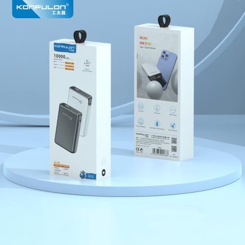 Resim Coverzone Konfulon Mini Powerbank 10000mAh 22.5W ve PD20W Type-C Input ve Output iPhone 11 12 13 14 15 Uyumlu Powerbank Beyaz Renk Güç Bankası A6Q (Beyaz - A6Q) 