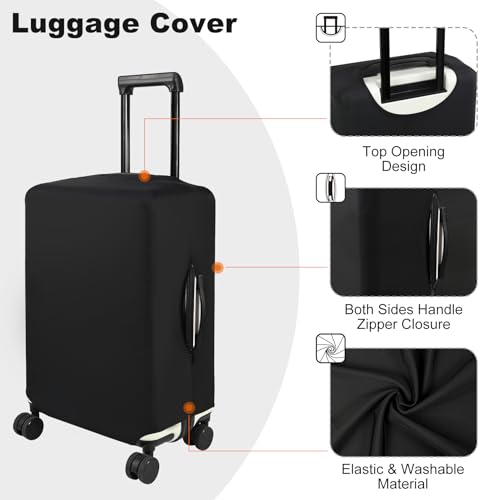HYPER VENTURE 2 Pieces Washable Luggage Cover Set - Fashion Suitcase Protector Fits 23-30 Inch Luggage (Black-2pcs, M/L)2