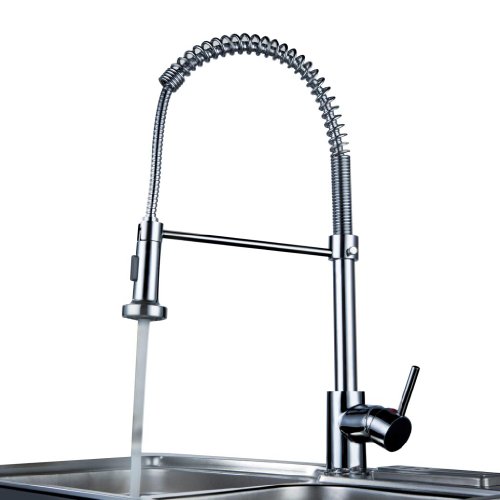Lightinthebox Deck Mount Kitchen Sink Faucet Chrome Tall Curve Spout Bar Faucets Single Hole Basin Faucets with Pull Out Sprayer 360-degree Rotatable Swivel Mixer Taps Pull-Down Spray Ceramic Valve