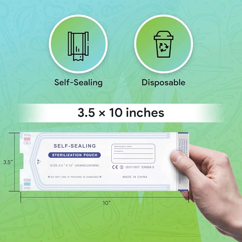 Self Seal Sterilization Pouches 3.5 x 10-200 Disposable Sterilizers for Cleaning Tools and Dental Offices
