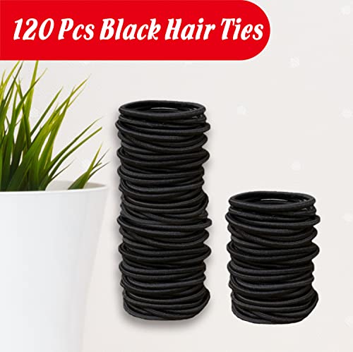 120Pcs Black Hair Ties No Metal Hair Elastics Hair Ties Black Hair Rubber Bands For Thick And Curly Hair,Ponytail Holders Hair Bands For Women Men And Children(4Mm) #TOP2