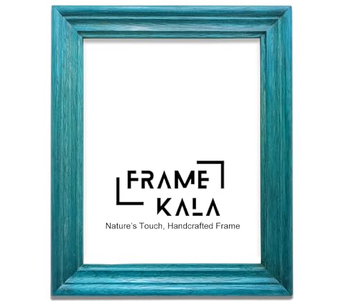 Image of Handmade Wooden Rectangular Photo Frame, 8 x 10 inch Display for Artworks, Pictures and Photos of Your Loved Ones, Best for Home, Office, Wall Decor, Living Room, Bedroom, Blue Wave