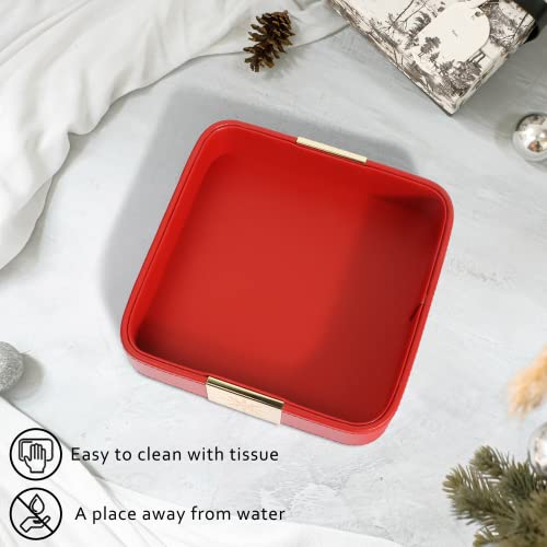 SANZIE Almacenamiento de escritorio de cuero de lujo, organizador pequeño, bandeja decorativa para mesa de entrada para guardar joyas, reloj, cartera, accesorios para el hogar y la oficina - imagen 2