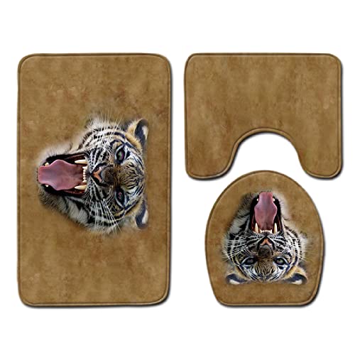 Badematten Set 3 teilig,Toilettenmatte Set,3er Badgarnitur Badezimmer Matte Set Dusch Bade Matte Vorleger Teppich 3D…