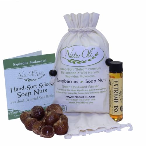 NaturOli Soap Nuts/Soap Berries - 4oz organic (60 loads) + 18X Travel Bottle! Select Seedless - 1 Wash Bag, 8-pg info, Tote Bag. Organic Laundry Soap image 3