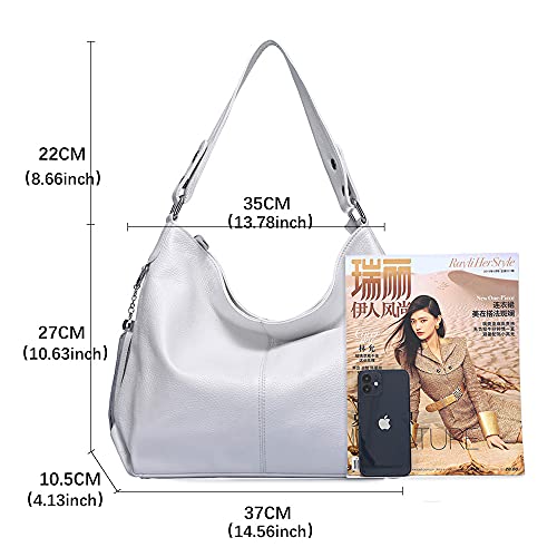 Bolso de cuero suave de mujer con borlas blanco miniatura 4