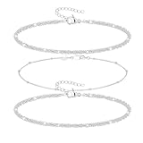 Guidre Fußkettchen für Damen Silber 925 Layered Fussketten für Frauen Silber 925 Wasserdicht Fußkette Damen Schmetterling Herz Perlen CZ Fusskettchen Silber Sommer Strand Schmuck Geschenk