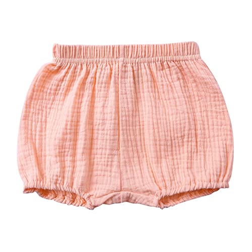 Newborn Baby Cotton Bloomers Shorts Linen Blend Bubble Shorts Girls Boys Elastic Waist Loose Fit Solid Color Summer Wear
