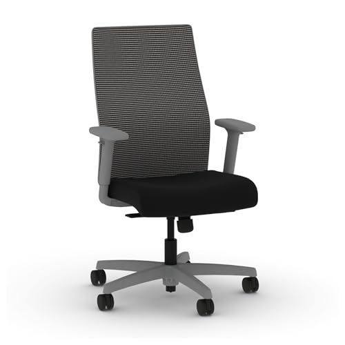 Image of HON Ignition 2.0 Mid‑Back Ergonomic Office Chair, Mesh Task Desk Chair with Lumbar Support, Standard Synchro‑Tilt, Height and Width Adjustable Arms, Titanium Frame, Black