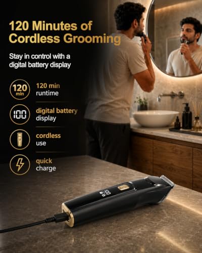 Image of AREYZIN 18-in-1 All-in-One Trimmer for Men, Beard, Hair & Body Grooming Kit with Nose & Ear Trimmer, Multiple Length Combs, 120 Min Runtime, Digital Battery Display, Cordless