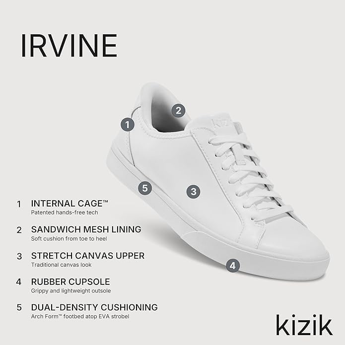 Image of Kizik Irvine Slip On Sneakers: Low-Profile Stretch Canvas, Rubber Soles, Casual Shoes for Women & Men, Hands Free Convenience, Wide Toe Box Options