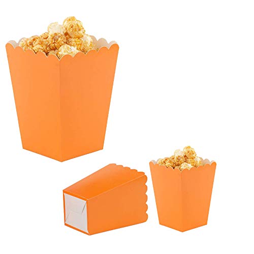 Image of AimtoHome Orange Popcorn Boxes 24 Pack, 4.1 inch Disposable Snack Containers for Movie Night, Birthday Party Favors, Carnival Concession Supplies