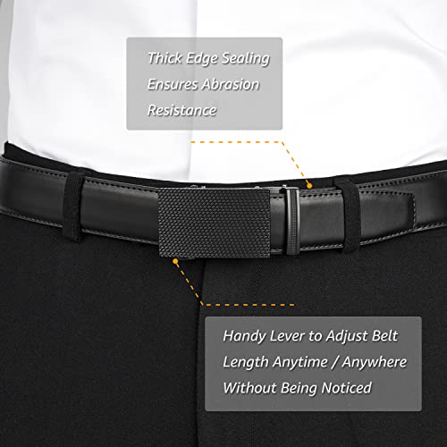 Men's Ratchet Belt with Slide Buckle, Genuine Leather Adjustable Click Belt, Gift Box Included, Trim to Fit, Casual & Formal4