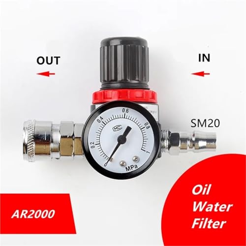 Régulateur de pression AR2000 G1/4 pneumatique mini pour compresseur avec manomètre - 6