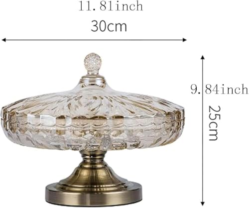 Plateau à goûter en verre divisé avec couvercle, 5 compartiments pour noix, fruits secs, base en métal, plateau de service pour table basse, décoration d'intérieur