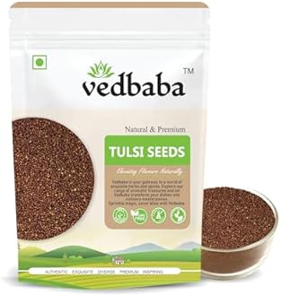 Vedbaba Tulsi Seeds for Eating - 200g | Shyama Tulsi Manjari Beej | Holy Basil Seeds (Edible) | Tukhme Rehan | Natural & NON-GMO
