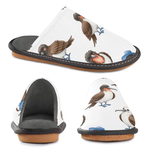 Slippers for Women Booby Birds with Hats and Scarves Soft Fuzzy Women's Slippers Indoor and Outdoor Shoes2