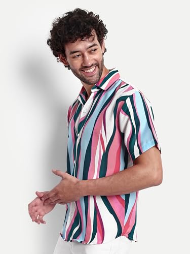 Image of GRECIILOOKS Men's Shirt - Summer Button Down Shirts || Half Sleeve Shirt for Man||Stylish Mens Casual Shirts||Formal and Comfort Rich Printed Shirt`s for Mens