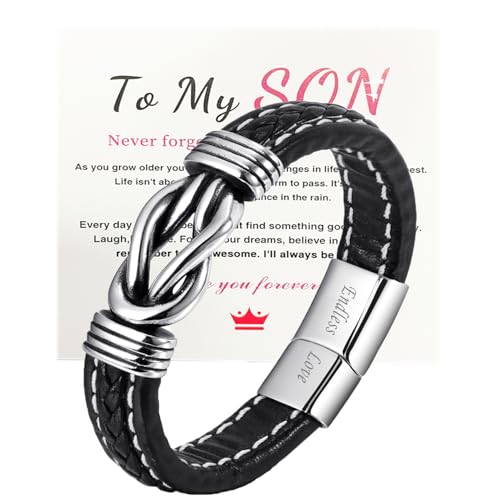 Mr.Van Braccialetto da uomo in pelle intrecciata, regalo per figlio, papà, marito, nipote, fidanzato, uomo, accessorio alla moda per compleanno, festa del papà, San Valentino, regali di Natale, 21 cm