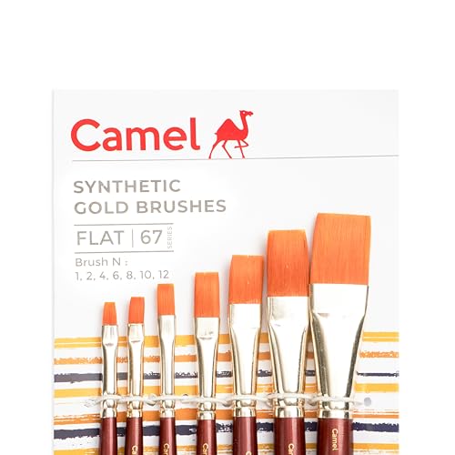Image of Camel Paint Brush Series 67 - Flat Synthetic Gold, Set of 7