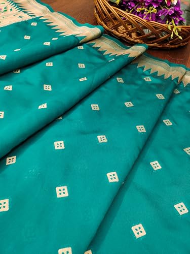 Image of DEVANGI Women's Woven Paithani Banarasi Silk Dupatta /Chunni For Women, Floral Print 1 Meter Wide and 2.3 Meter Length Printed Designer Dupatta /Chunni For Girls
