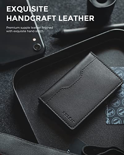 Image of VULKIT Pop up Wallet Credit Card Holder with Leather Slots RFID Blocking Metlal Bank Card Case for Men or Women(Black)