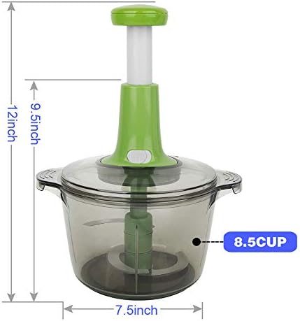Manual Food Chopper, Express Hand Held Chopper, Large 8.5-Cup, Chop & Cut Fruits, Vegetables, Herbs, Onions