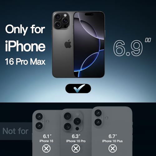 Image of JETech Magnetic Cover Case for iPhone 16 Pro Max 6.9-Inch Compatible with MagSafe, Shockproof Phone Bumper Cover, Anti-Scratch Clear Back (Black)