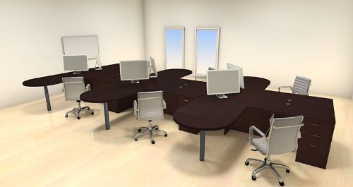 Six Persons Modern Executive Office Workstation Desk Set CH-AMB-S27