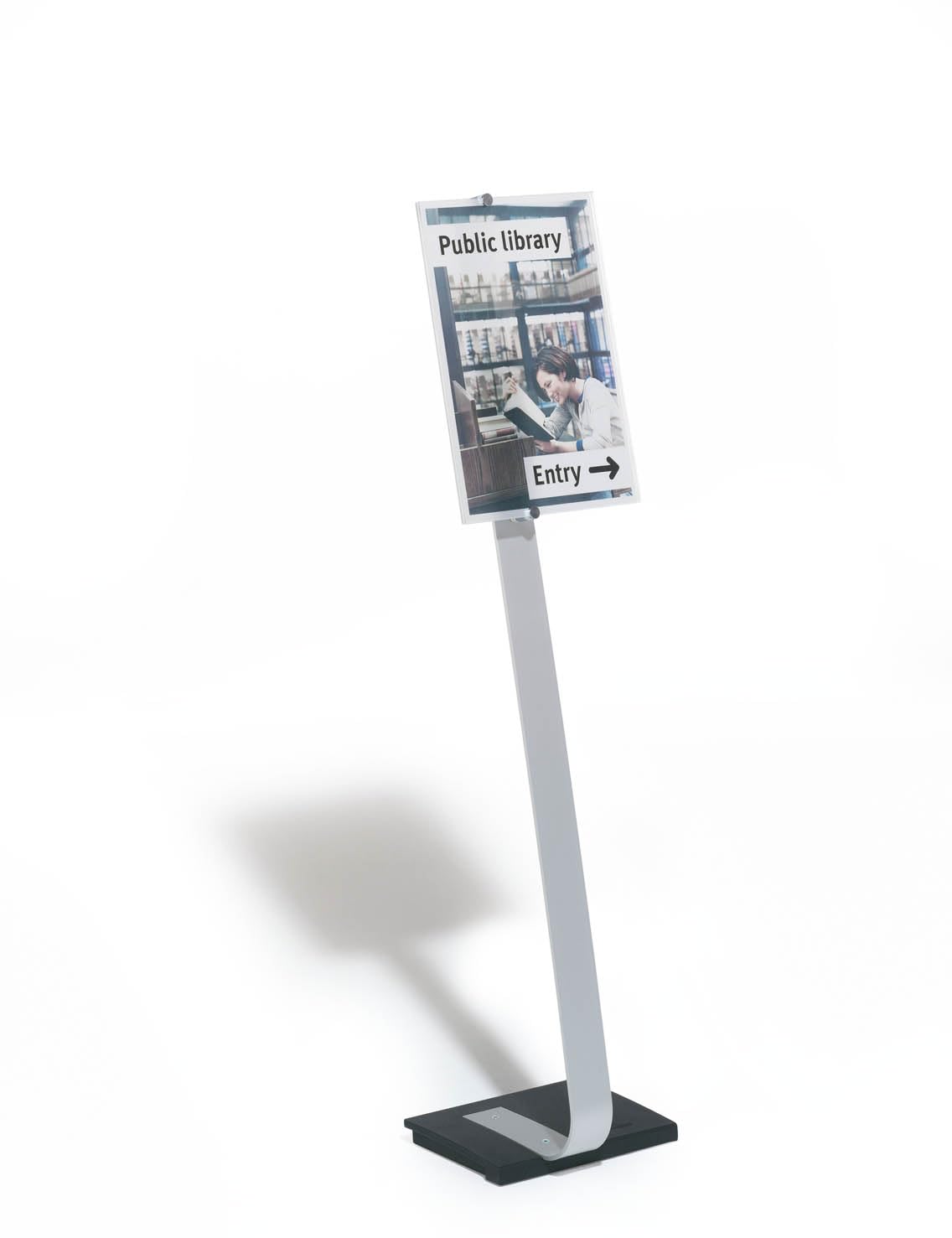 Durable Crystal Sign A3 | Floor Standing Information Sign | 1.25m in Height | Silver | Ideal for Offices, Conferences, Exhibitions, etc.