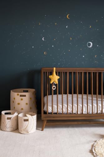 Image of Pehr Crib Sheet, Celestial | Breathable Brushed Organic Cotton for Soft Sleep | Fits Standard Crib Mattresses up to 52 inchL x 28 inchW x 8 inchH