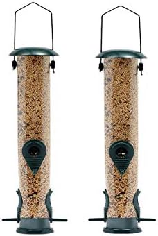 Ashman Bird Feeder Green Color (2 Pack), Metal Top and Bottom, Spacious Design, Attractive & Long Lasting, Fill it with Sunflower Black Oil Seeds, Clean and Fill, Great Gift for Friends and Family.