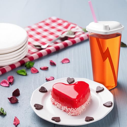 Set de 30 vasos de plástico con tapa y popote en forma de corazón miniatura 5